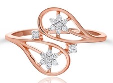 0.58ct Naturale Diamante Rotondo 14K Solid Oro Rosa Matrimonio Anello a Grappolo