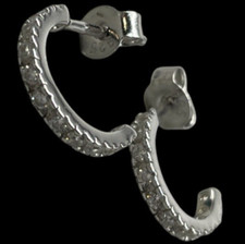 Orecchini Argento 925 Semicerchi e pietre puntiluce brillanti Firmati Uomo Donna