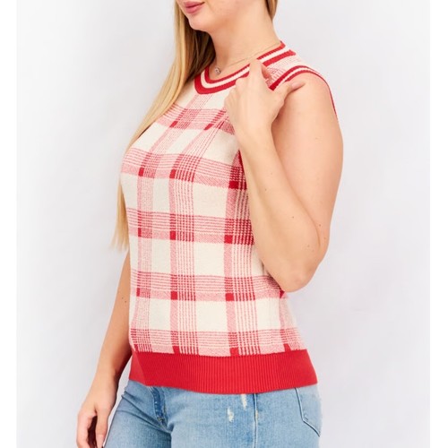 Gilet maglione maglia quadri