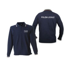 POLO MANICA LUNGA   POLIZIA LOCALE RICAMATA AVANTI E STAMPATA  DIETRO