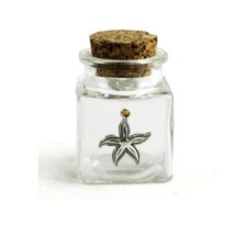 27235 Bomboniere Barattolo in Vetro Quadrato Mare Stella Marina Segnaposto Porta