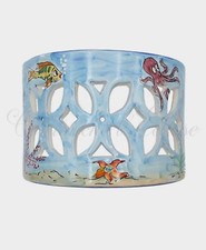 Lampada Applique Fascione In Ceramica Di Vietri Decoro A Mano Fondale marino