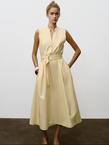 Abito midi giallo zara taglia - abito,