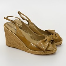 Sandali espadrillas Valentino Garavani in pelle smaltata verniciata nastro zeppa 37 6,5