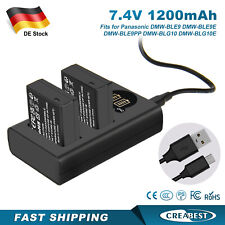 2x batteria + caricabatterie per Panasonic DMW-BLE9 DMW-BLG10 DMC-GF3 Lumix DC-GX9 GF5 GF6