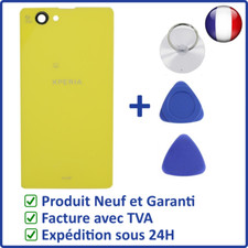 VITRE ARRIÈRE CACHE BATTERIE SONY XPERIA Z1 COMPACT MINI JAUNE ADHÉSIF PRÉCOLLÉ