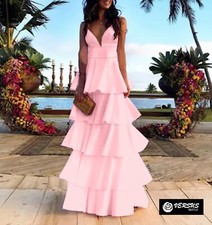 Vestito Lungo Donna Cerimonia a Balze Woman Party Maxi Dress 110400