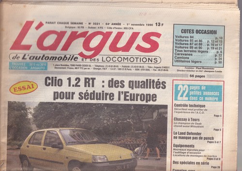 Argus 3221 clio - n°3221,
