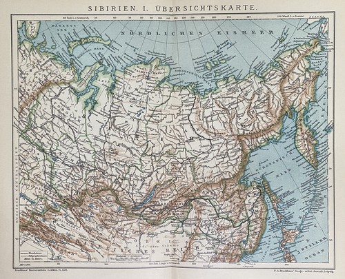 Antica mappa storica siberia - antica,