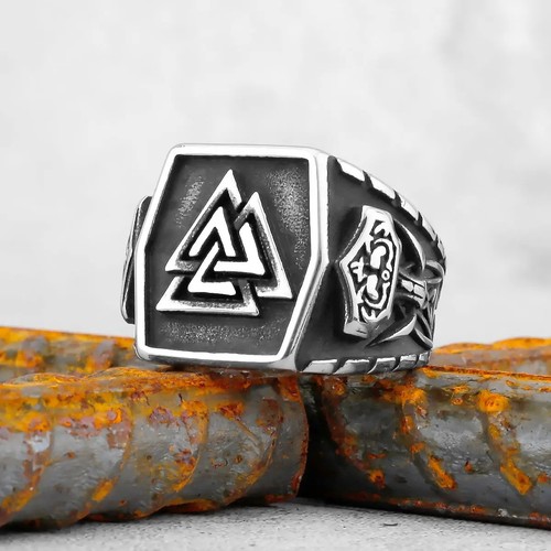 Valknut rune ring stainless - rune,