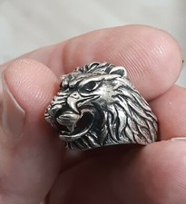 ANELLO ARGENTO 925 UOMO SIGILLO SOLITARIO leone aquila
