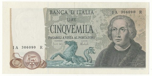 5000 lire colombo tipo - tipo, decr