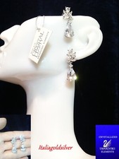Orecchini Pendenti Argento Donna Cristalli SWAROVSKI ORIGINALI Gioielli Sposa