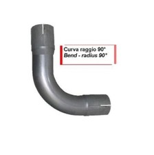 Tubo curva gomito raggio 90° marmitta scarico doppio manicotto VARI DIAMETRI 