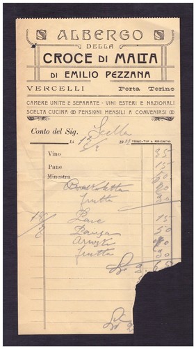 Ricevuta vercelli albergo - vercelli,