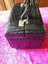 Beauty case nero coccodrillo vintage