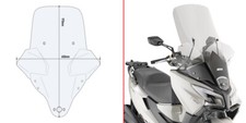 GIVI solo Parabrezza Trasparente 97 x 66 per KYMCO X-Town 125-300 City 2020-2022