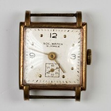 SOC. WATCH 15 Jewels Orologio quadrato da Polso Uomo Vintage - Watch Wrist Men