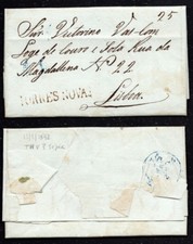 1842 Portogallo Copertina prefilatelica da Torres Novas a Lisbona. TNV3. Seppia.