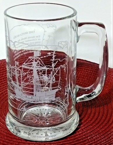 Tazza vetro nave incisa santa - nave,
