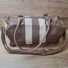 NUOVA borsa da viaggio Brandina marrone e bianco sporco con tracolla regolabile