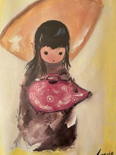 Ragazza con salvadanaio De