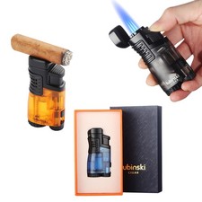 Lubinski Accendisigari in Plastica Antivento Porta Punzone 3 Fiamme Jet Torcia Butano
