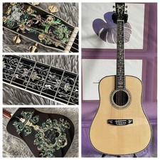 Chitarra acustica di lusso tutto solido tipo D abalone, tastiera ebano palissandro indiano
