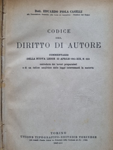 Piola caselli codice - -, del