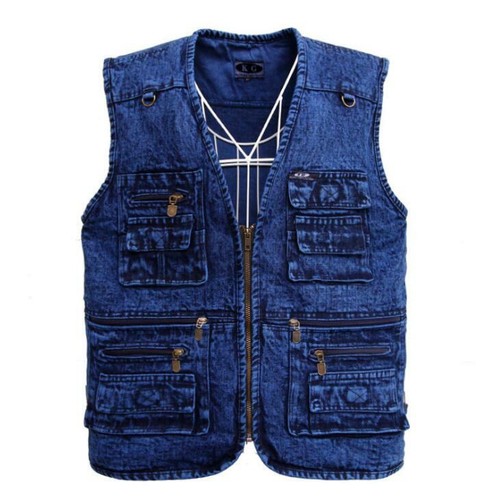 Gilet uomo denim multitasche