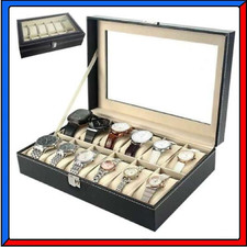 Scatola Box Porta Orologi Posti Custodia Valigetta con Vetrina per Orologio