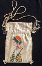 SACCHETTO DIPINTO PINA COSTUME SARDO TESSILE DISEGNATO SARDEGNA RARO VINTAGE EPO