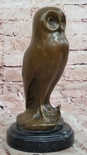 Bronzo Marmo Base Gufo Uccello