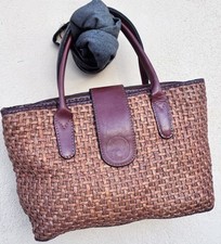 D’Alessandra, Borsa Vintage,Cuoio  paglia incrociata, con patta e bottone.