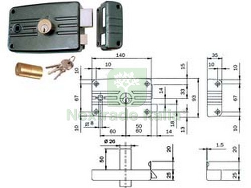 2pz serratura porte ferro con - ferro,