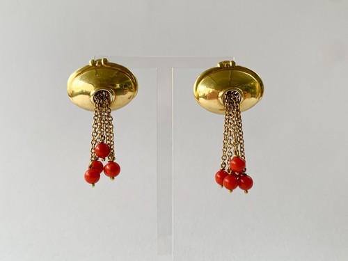 Orecchìni corallo rosso oro - rosso,