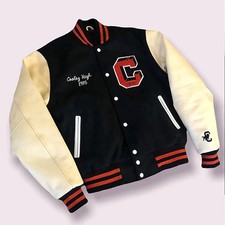 Giacca Letterman Cooley alta bianca e nera Varsity