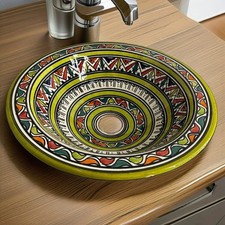 Lavabo Lavandino Etnico in Ceramica Terracotta Marocchina - Eleganza Artigianale