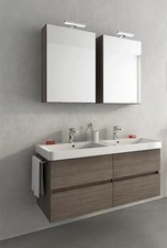 ARREDO BAGNO MOBILE SOHO S16 DOPPIO LAVABO cm.120 TRANCHE' ROVERE SCURO