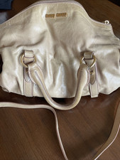 borsa a tracolla in  pelle beige miu miu vintage