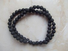 1filo/ 60pz  perline pietre di lava vulcanica tondo 6mm  colore nero