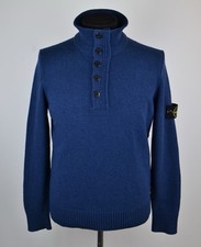 Maglione maglione Stone Island uomo blu navy maglia lana 1/4 zip taglia XL