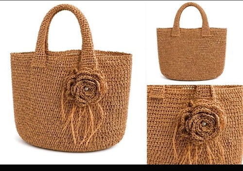 Borsa grande rafia marrone - in,