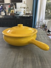 Vintage Coop Stov Albisola Pentola Padella Giallo Coperchio Terracotta #18 Italia 8,5”