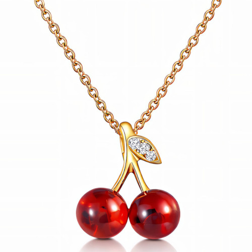 Collana ciliegia placcato oro - placcato,