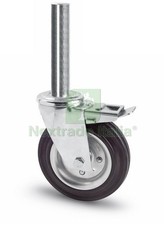 1PZ RUOTA GIREVOLE PER PONTEGGI+FRENO ART.103BI MM.200 PERNO MM.40X190: