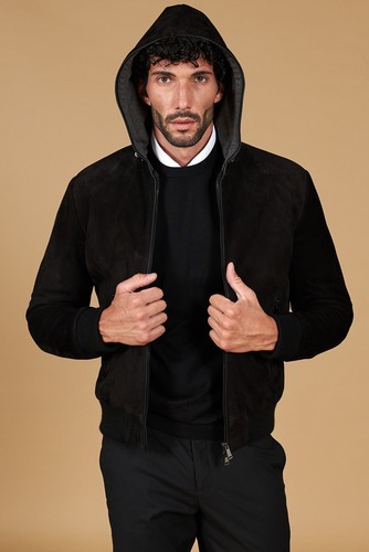Bomber pelle scamosciata nera - scamosciata,