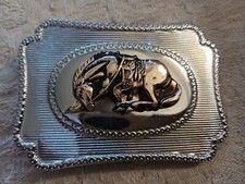 Vtg Silver Metal Belt Buckle w