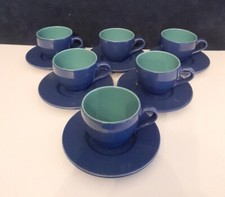 Tazzine Caffè Porcellana Pagnossin Blu Verde Vintage