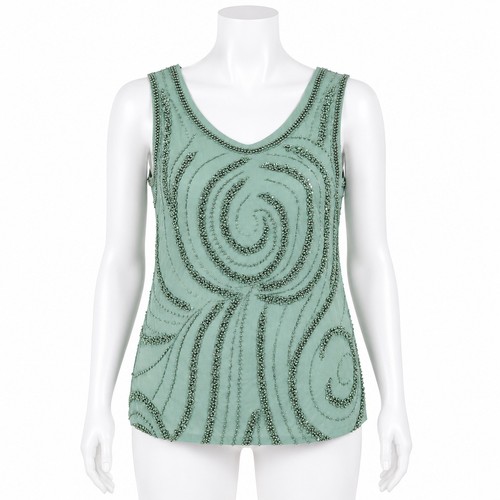 Beaded sequin sleeveless top - beaded,